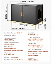 Gouun Hidden Cat Litter Box Cabinet with Metal Legs, 27.6-Inch Enclosed Cat Washroom End Table
