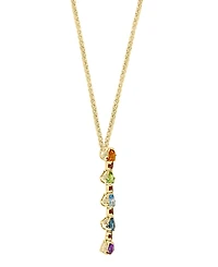 Lali Jewels Multi Gemstone (2.99 ct. t.w.) and Diamond (1/8 ct. t.w.) Pendant Necklace in 14k Yellow Gold