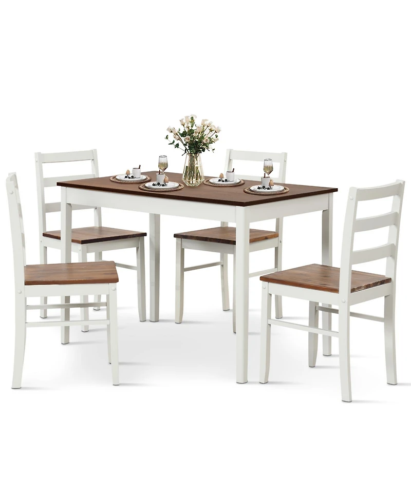 Sugift Five Piece Wooden Dining Set with Table and Four Chairs