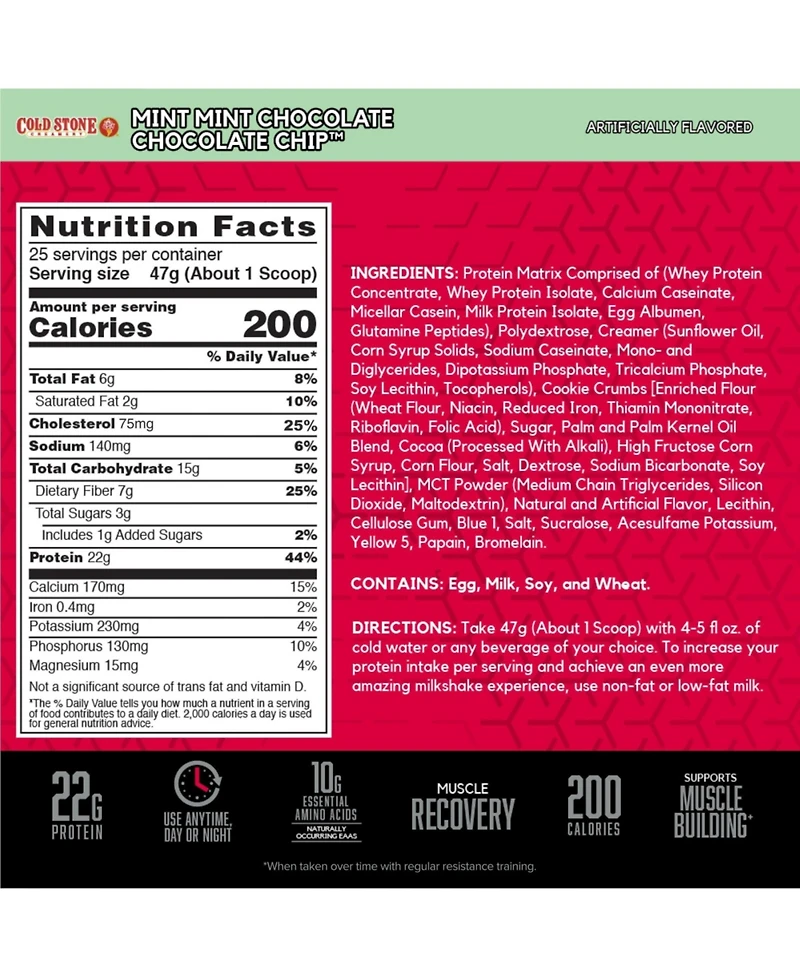 Bsn Syntha-6 Cold Stone Creamery, Mint Chocolate Chip, 2.59 lb 1.17 kg