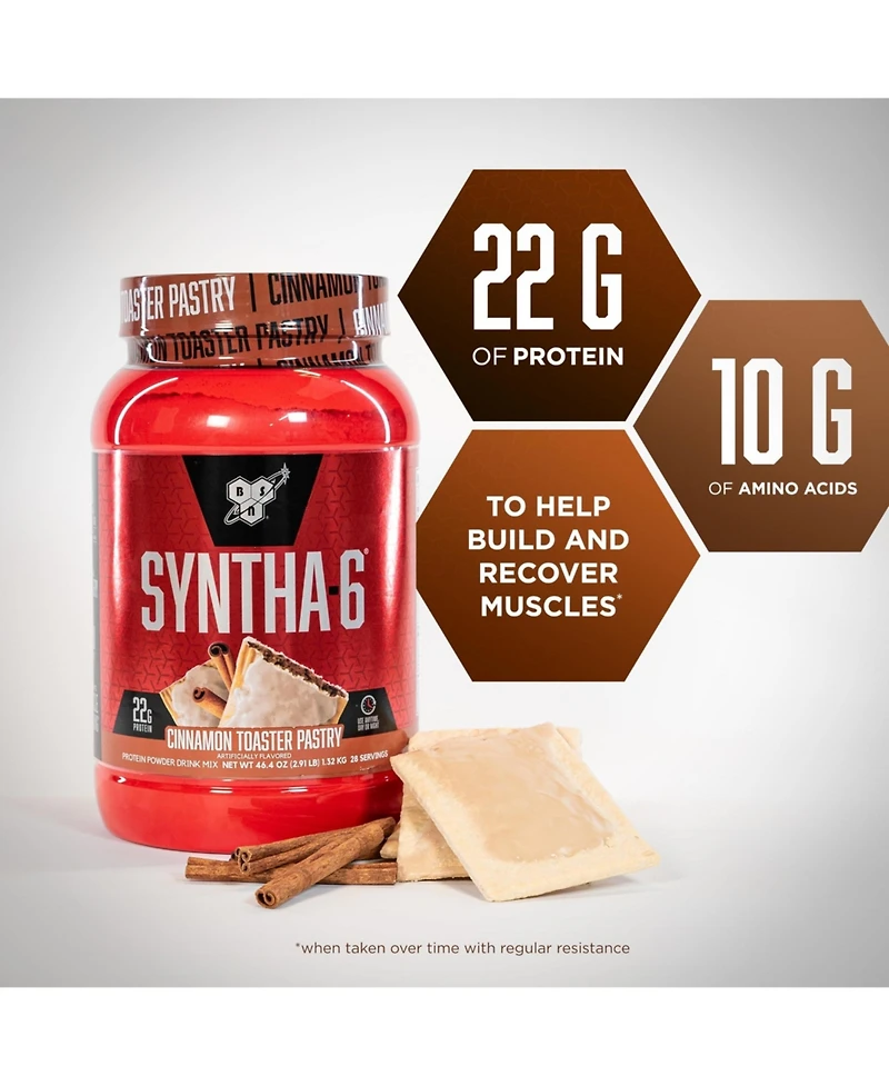 Bsn Syntha-6 Premium Protein Powder, Whey Protein, Micellar Casein, Milk Protein Isolate Blend, 5g Fat, Cinnamon Toaster Pastry, 28 Servings