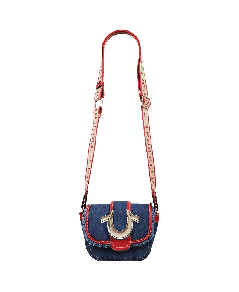 True Religion Women's Asher Frayed Edge Mini Flap Crossbody