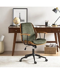 Hulala Home Oswina 37.75"H Modern Tilting Upholstered Solid Wood Office Chair with Bent