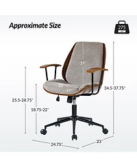 Hulala Home Oswina 37.75"H Modern Tilting Upholstered Solid Wood Office Chair with Bent