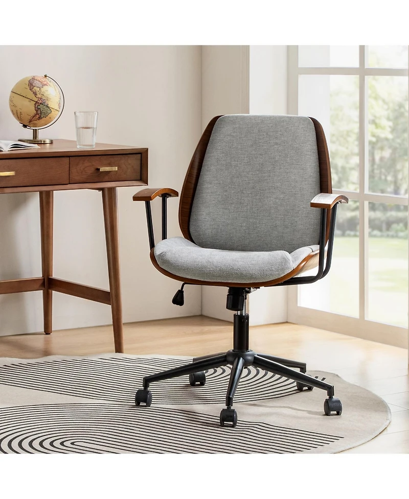 Hulala Home Oswina 37.75"H Modern Tilting Upholstered Solid Wood Office Chair with Bent