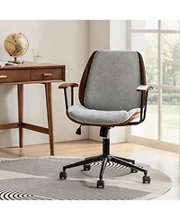 Hulala Home Oswina 37.75"H Modern Tilting Upholstered Solid Wood Office Chair with Bent