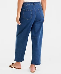 Jones New York Women's High-Rise Barrel-Leg Jeans