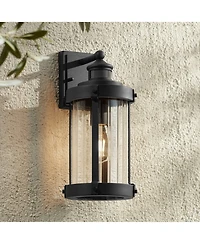 John Timberland Stan Modern Industrial Outdoor Wall Light Fixture Textured Clear Glass for Post Exterior Barn Deck House Porch Yard Patio