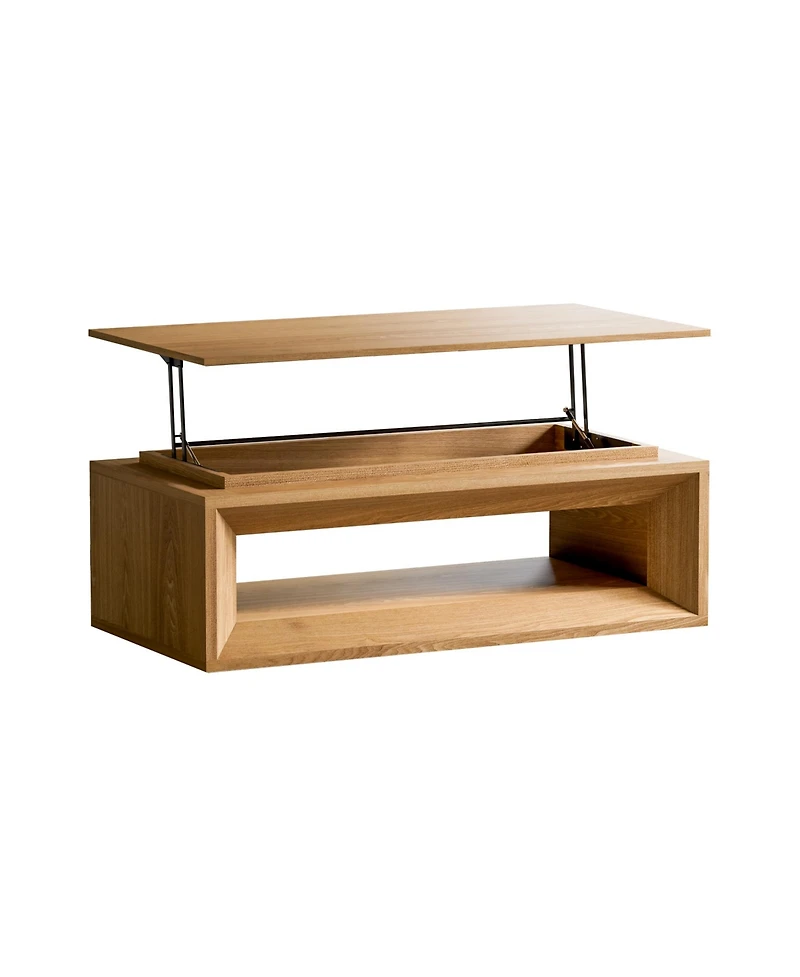 Rainsken 43.3'' Lift-top Coffee Table, Rectangle Center Table with Storage and Adjustable Height, Solid Wood Veneered for Living Room