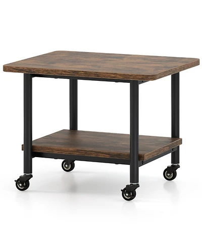 Gouun 2-Tier Under Desk Printer Stand with Storage Shelf and Locking Wheels