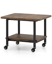 Gouun 2-Tier Under Desk Printer Stand with Storage Shelf and Locking Wheels