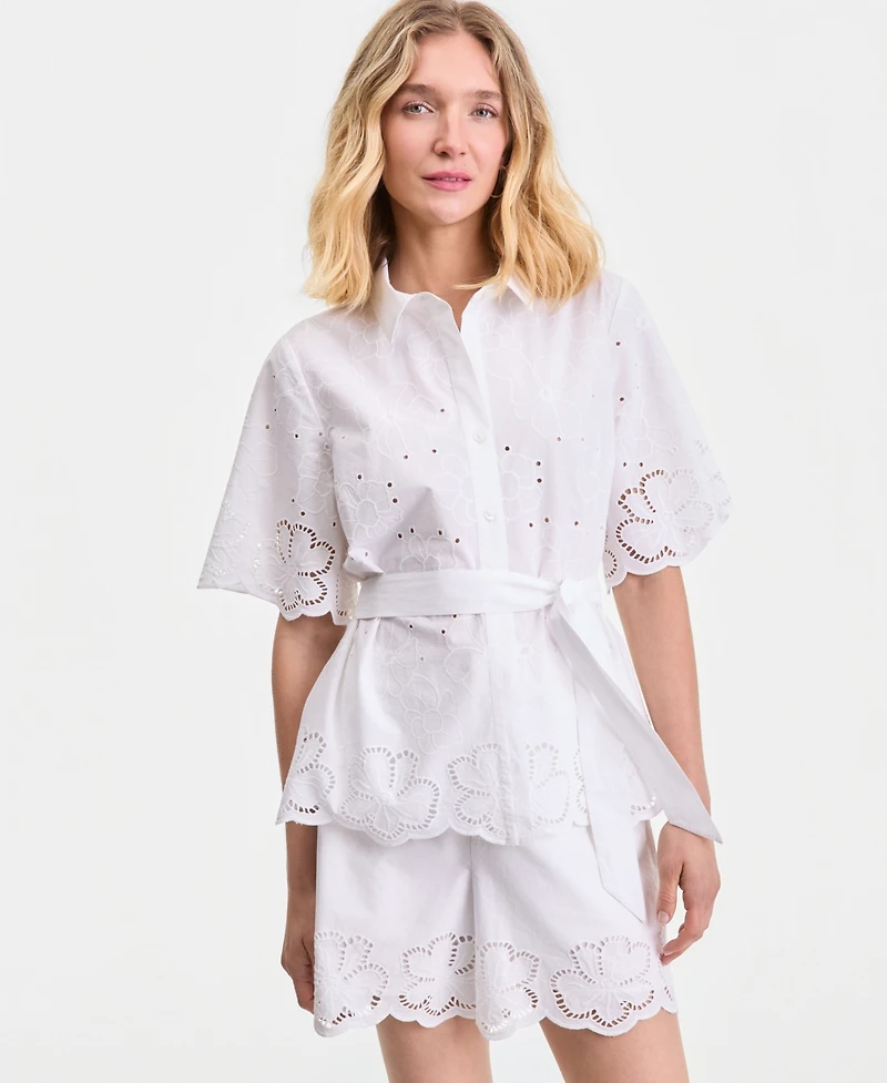 I.n.c. International Concepts Women's Cotton-Eyelet Shorts, Macy's Exclusive