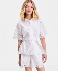 I.n.c. International Concepts Women's Cotton-Eyelet Shorts, Macy's Exclusive