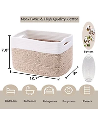 Gnuadz 4 Pack Rope Basket Woven Rectangle Storage Bins Girl