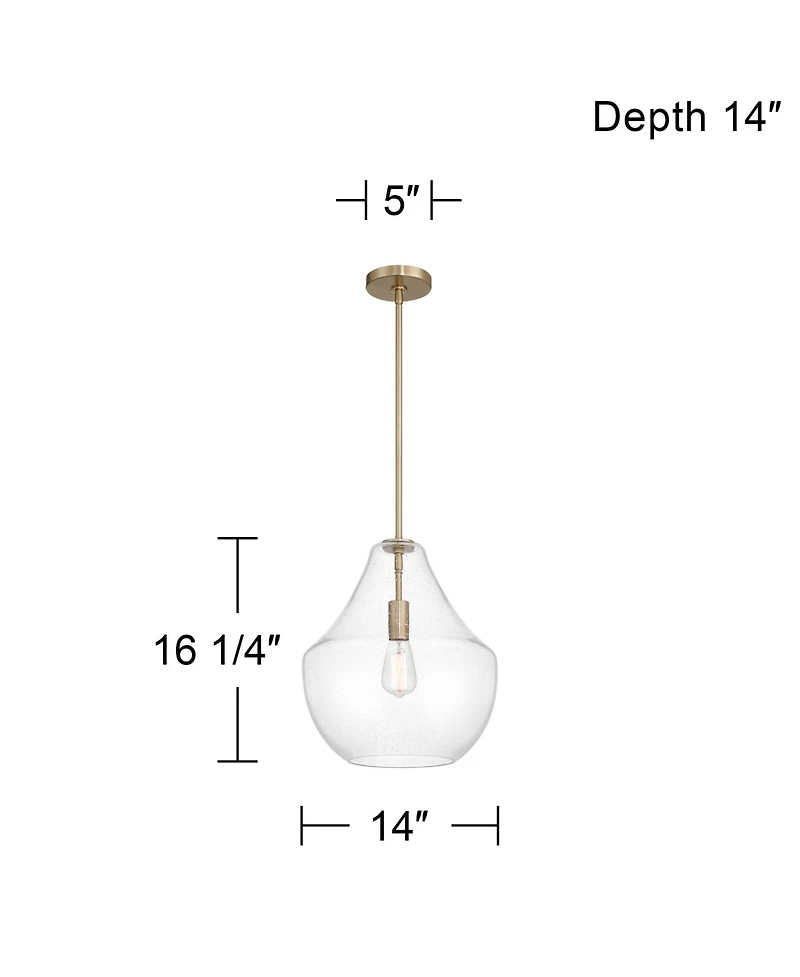 Possini Euro Design Stephanie Wide Brass and Glass Pendant Light