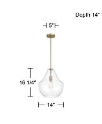 Possini Euro Design Stephanie Wide Brass and Glass Pendant Light