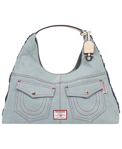 True Religion Arden Contrast Stitch Denim Hobo Bag