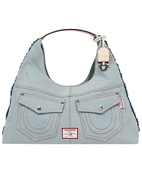 True Religion Arden Contrast Stitch Denim Hobo Bag