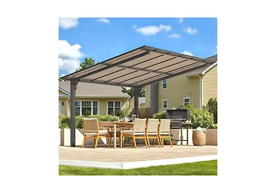 Aecojoy Outdoor Pergola Carport for Patio, Freestanding Lean-to Hardtop Gazebo.