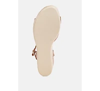 London Rag Women's Zinny Buckle Strap Contrast Heel Wedges