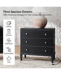 Hulala Home Taesan Transitional 28'' W 3-Drawer End Table with Charging Station