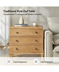 Hulala Home Taesan Transitional 28'' W 3-Drawer End Table with Charging Station