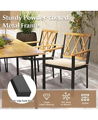 Gymax Patio Dining Chairs Set of Metal Outdoor Chairs w/ Removable Padded Cushions