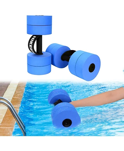 Hikeen Aquatic Exercise Dumbbells Water Dumbbell Pool Resistance Aquatic Fitness Barbells with 4 High-Density Eva Foam Pool Weights Dumbbells