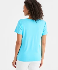 Style & Co Petite Cotton Henley Short-Sleeve T-Shirt, Exclusively at Macy's