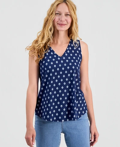 Style & Co Women's Printed V-Neck Tank Top, Macy's Exclusive