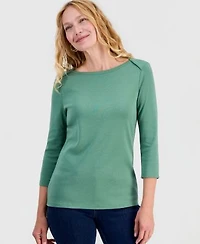 Style Co Womens Pima Cotton 3 4 Sleeve Boat Neck Top Pp 4x Created For Macys
