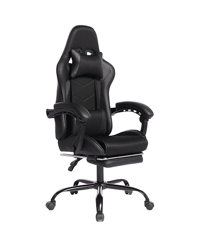 Flynama Massage Gaming Chair with Footrest,Pu Ergonomic E-Sports Chair