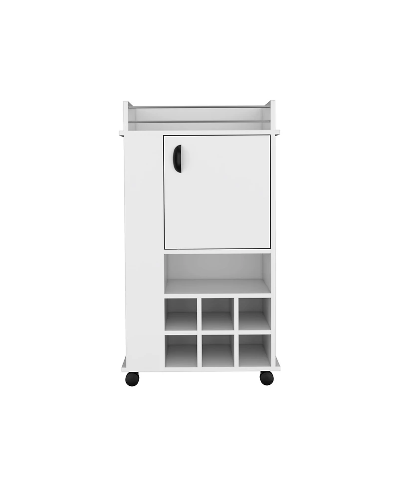 Flynama Bar Cart 4.4" W x 16.34" D with 4 Cabinets with Casters Neutral Finish