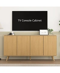 Flynama Bar Cabinet 15.55" W with 9 Cabinets Natural Finish