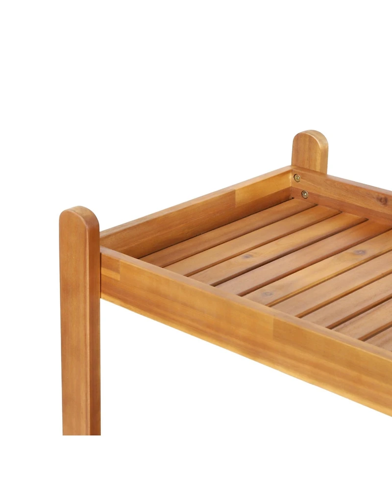 Flynama Bar Cart 31.50" H x 42.75" W x 22.00" D with 1 Shelf with Casters Natural Finish