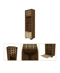 Flynama Bar Cabinet 20" H x 20.5" W with 1 Cabinet, 2 Drawers, 1 Shelf Macadamia Finish