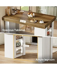 Tribesigns Kitchen Island with Storage, 55-Inch Farmhouse Stationary Island Table with Large Countertop, Counter Height Home Bar Table