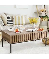 Homfan Lift Top Coffee Table with Storage, Wooden Center Table with Hidden Storage Compartment, Farmhouse End Table for Living Room, Office, Home