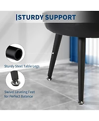 Homfan Modern Storage Ottoman and Vanity Stool, Synthetic Leather Round Seat, 330 lb Capacity Steel Legs, Multi-Functional Footrest and Bedroom Bench