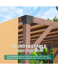 Homfan Premium Solid Cedar Pergola with Retractable Dual-Track Canopy and 6x6 Posts, Heavy-Duty Outdoor Shelter for Patio and Backyard