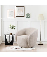 Streamdale Furniture Streamdale 360degree(s) Swivel Boucle Accent Chair with Solid Wood Frame