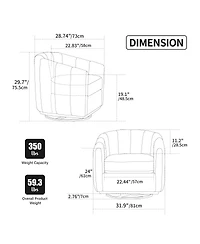 Streamdale Furniture 31.89" Wide Modern Chenille Cushioned Metal Base 360degree(s) Swivel Chair