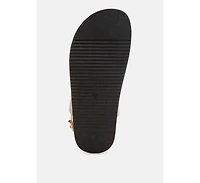 London Rag Women's Lolac Metallic Bar Embellished Flat Sandals
