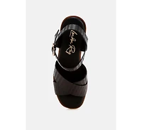 London Rag Women's Elenia Platform Block Heel Sandals