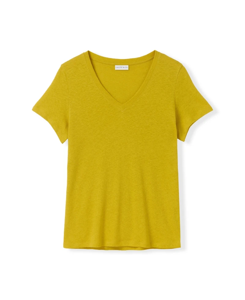 Celtic & Co. Women's Relaxed V-Neck Linen Blend T-Shirt