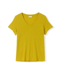 Celtic & Co. Women's Relaxed V-Neck Linen Blend T-Shirt