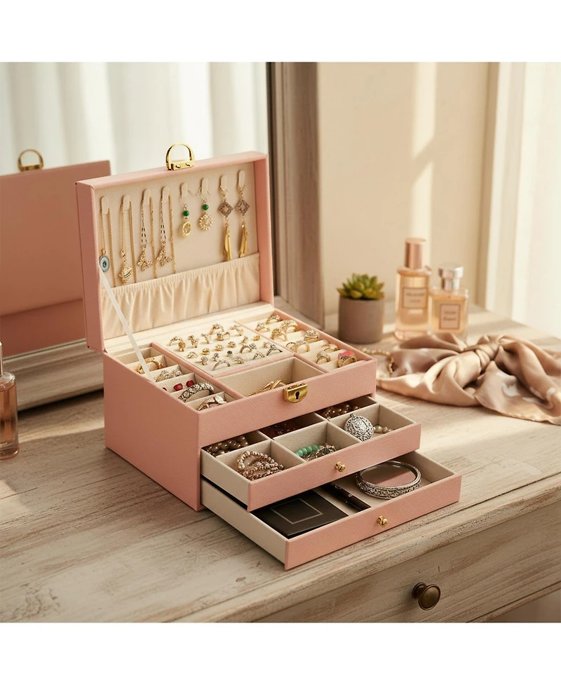 Yigii Lockable Jewelry Organizer with Drawers Customizable Storage Gifts for Women Mom