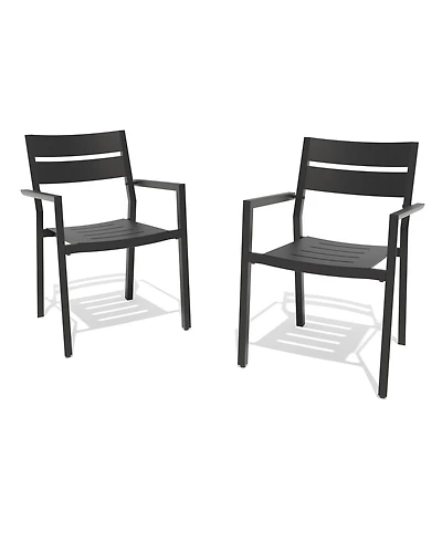 Pellebant Outdoor Patio All-Weather Dining Chairs Set Aluminum Stackable Armchair