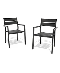 Pellebant Outdoor Patio All-Weather Dining Chairs Set Aluminum Stackable Armchair