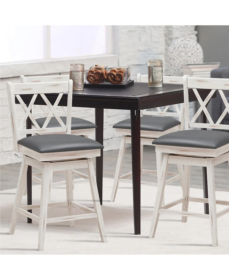 Gymax Set of Barstools Swivel Counter Height Chairs with Rubber Wood Legs